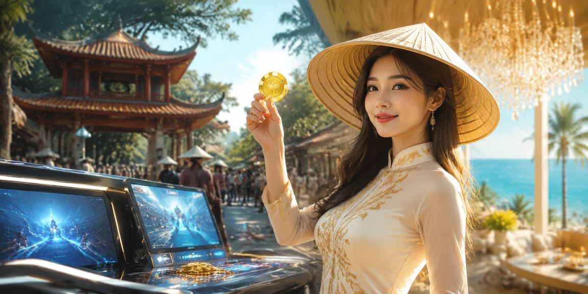 Người dùng Hà Nội đặt cược esports trên điện thoại với nón lá truyền thống