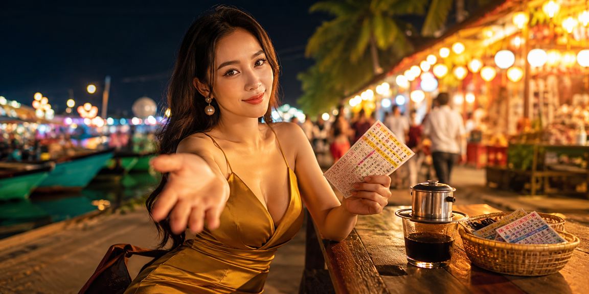 Người chơi xổ số tại Phú Quốc bên tách cà phê Việt Nam